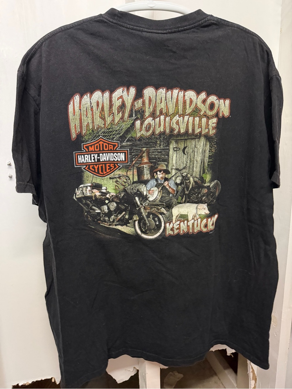 Harley-Davidson 2011 Louisville Kentucky Black Graphic Tee 2XL Banjo Moonshine
